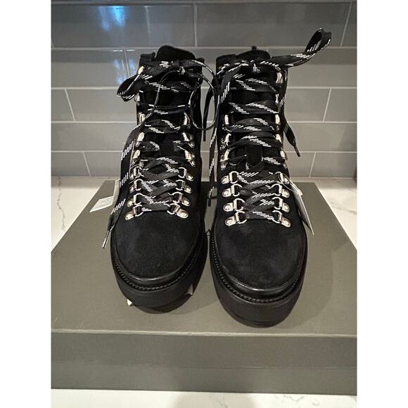 All Saints Wanda Genuine Shearling suede Combat Boot Women’s size 7 - Picture 5 of 9